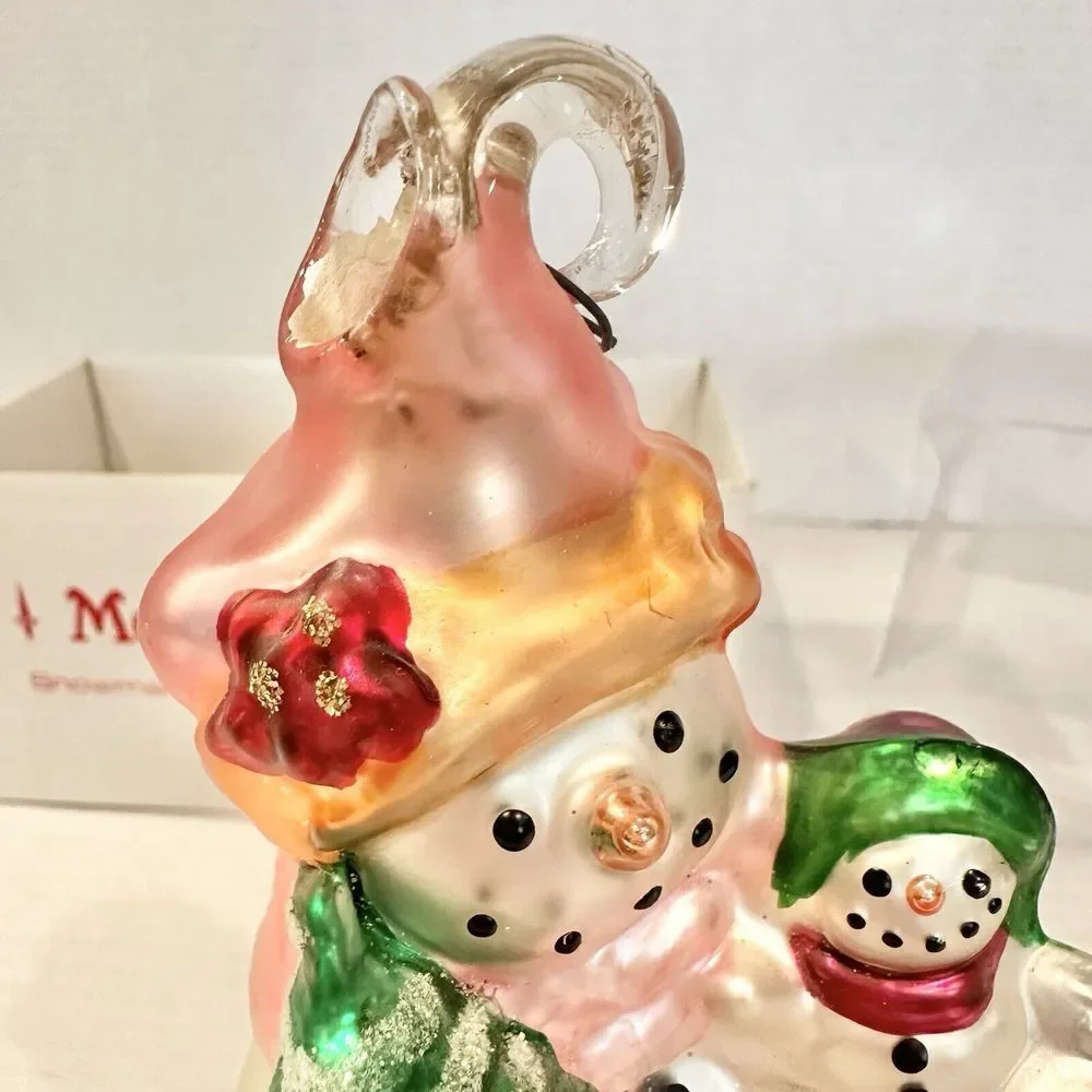 Vintage Department 56 Snowman Blown Mercury Glass‎ Ornament 7